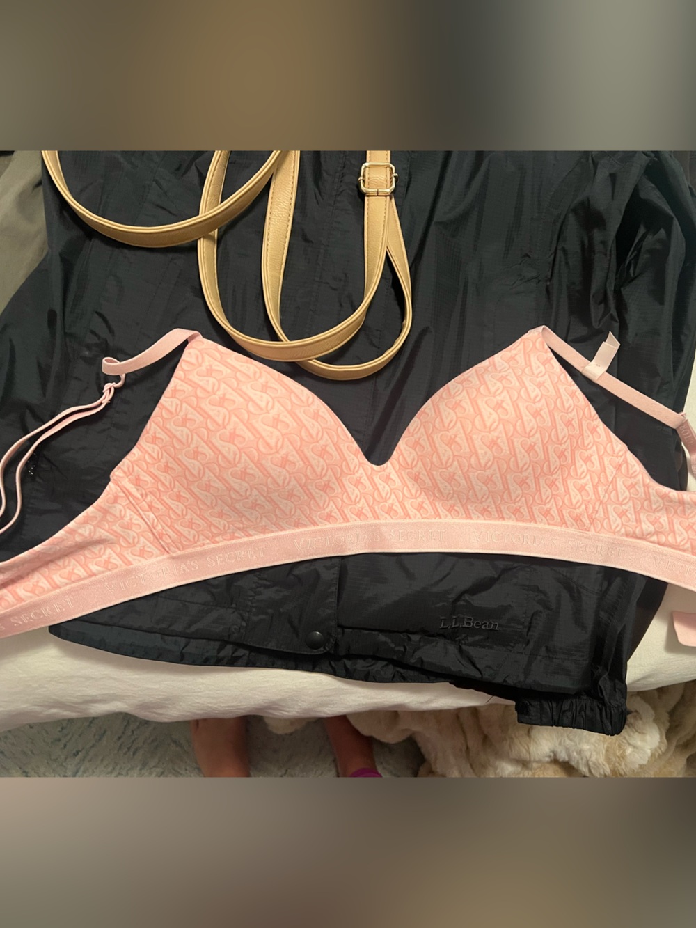 Victoria's Secret Light Pink Wireless Bralette with Monogram Print